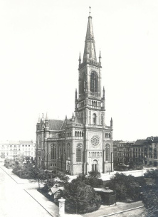 D�sseldorf, die Johanniskirche von 1881,
                        Aufnahme von 1900 ca.