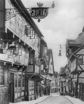 Riegelh�user (Fachwerkh�user) an der Alten
                      Schuhstrasse, 1930 ca.