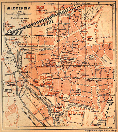 Stadtplan von Hildesheim mit Angabe der
                      Kunstdenkm�ler, 1910
