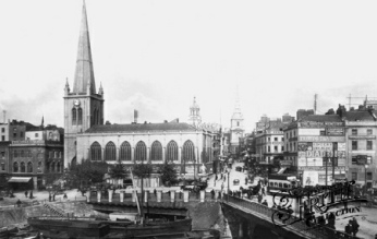 Bristol, die Kirche St.-Nikolaus (St
                        Nicholas) mit Br�cke, 1920 ca.