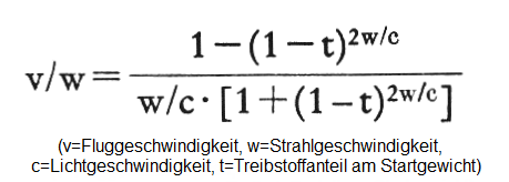 Die Formel von Einstein f�r die
                        Fluggeschwindigkeit