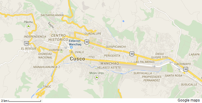 Karte von Cusco mit Sacsayhuam�n
