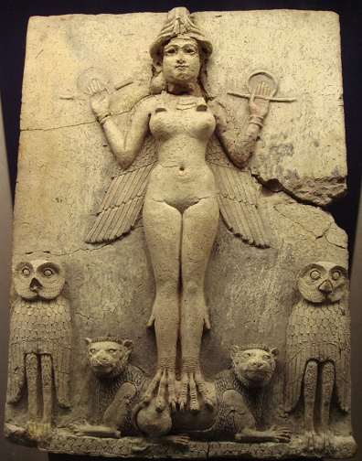 Annunaki-Ausserirdische
                        Inanna mit Fl�geln und Fusskrallen