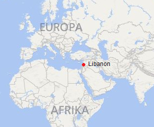 Karte mit Europa, Afrika und dem
                        Libanon