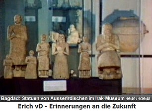 Irakisches Museum in Bagdad, Statuen von
                  Ausserirdischen in sumerischer Zeit
