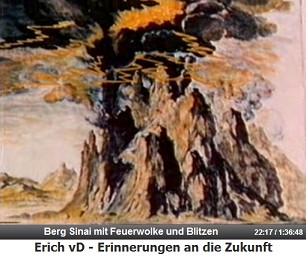 Sinai, der Berg Horeb mit einer Feuerwolke mit
                  Blitzen