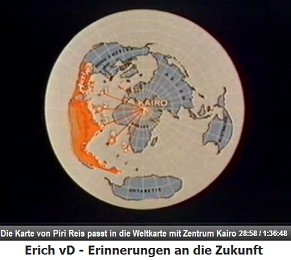Die Karte von Piri Reis passt genau in die
                  Weltkarte mit Zentrum Kairo
