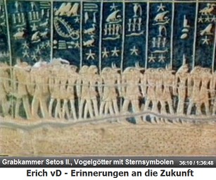 Grabkammer von Setos II., Vogelg�tter mit
                  Sternsymbolen
