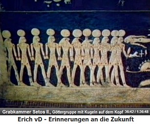 Die Grabkammer von Setos II., Vogelg�tter und ihr
                  Gefolge mit Kugeln auf dem Kopf