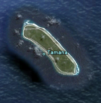 La isla de Tamana en
                      Kiribati, foto satelital