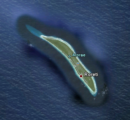 Isla de Arorae, foto
                      satelital