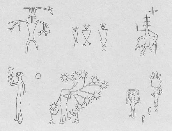 Dibujos rupestres con dise�os de los
                          ind�genas Hopis en los "EUA"