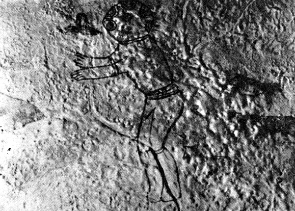 Dibujo rupestre de un astronauta,
                          probablemente de las monta�as de Tassili, en
                          el Sahara