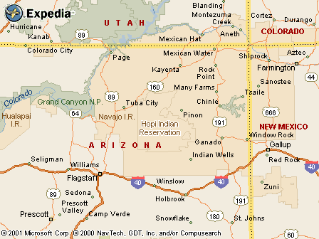 Hopi,
                            reservaci�n, mapa