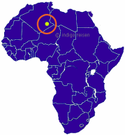 Mapa de �frica con la posici�n de las
                            monta�as Tassili en Argelia del Sur