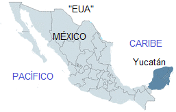 Mapa con la pen�nsula de
                                      Yucat�n