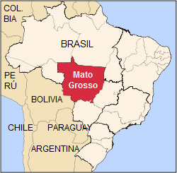 Mapa de Brasil con el
                      estado federal de Mato Grosso