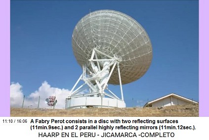 A Fabry Perot consists
in a disc with two reflecting surfaces
(11min.9sec.) and 2 parallel highly reflecting
mirrors (11min.12sec.). A Fabry Perot consists in a disc with two
reflecting surfaces (11min.9sec.) and 2
parallel highly reflecting mirrors
(11min.12sec.).