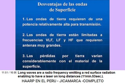 Long waves are a radio frequency
emitting a red surface radiation enabling to
have a laser on long distances
(11min.53sec.). Long waves are a radio frequency emitting
a red surface radiation enabling to have a
laser on long distances (11min.53sec.).