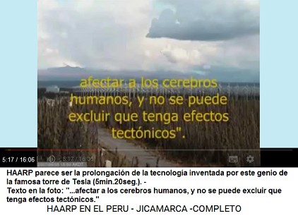 HAARP parece ser la prolongaci�n de la
                          tecnolog�a inventada por este genio de la
                          famosa torre de Tesla (5min.20seg.).