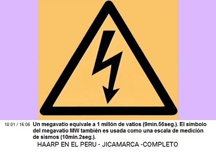 Un megavatio equivale a 1 mill�n de
                          vatios (9min.56seg.). El s�mbolo del megavatio
                          MW tambi�n es usada como una escala de
                          medici�n de sismos (10min.2seg.).
