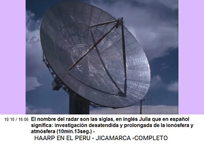 El nombre del radar son las siglas, en
                          ingl�s Julia que en espa�ol significa:
                          investigaci�n desatendida y prolongada de la
                          ionosfera y atm�sfera (10min.13seg.) -