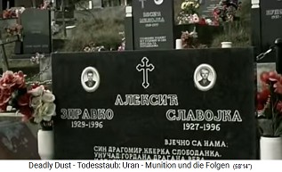 Der
                                          Massenmord durch radioaktive
                                          NATO-Atomraketen
                                          ("Uranmunition") an
                                          der Bevölkerung von Hadzici,
                                          Grabsteine 1996