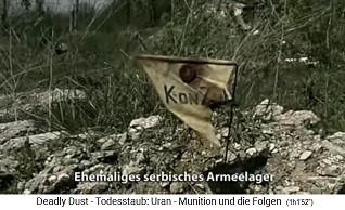 Das bombardierte, serbische
                                Armeelager ist radioaktiv markiert