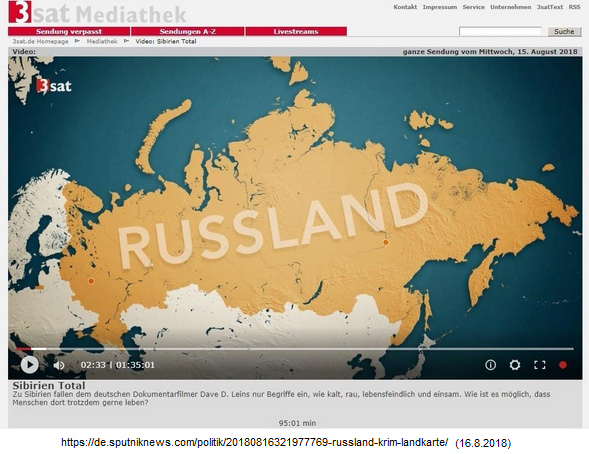 3sat zeigt
              Russland-Landkarte mit russischer Krim - Sputnik 16.
              August 2018