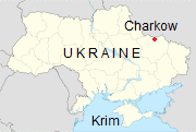 Karte der
                Ukraine mit Charkow und der Krim