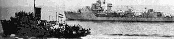 Englisches Marineschiff stoppt j�disches
                        Schmuggelschiff (Menschenschmuggel in englischem
                        Mandatsgebiet)