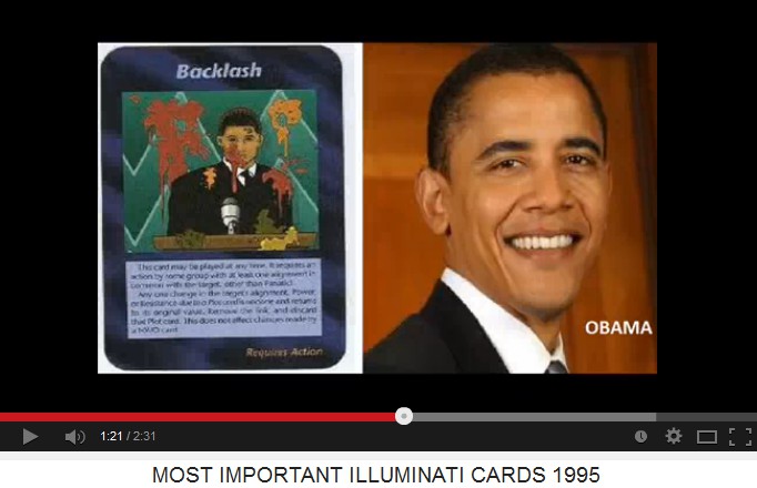 Card
                              "Backlash" with a person who is
                              hit with dirt - and mass murderer Obama
                              next to it