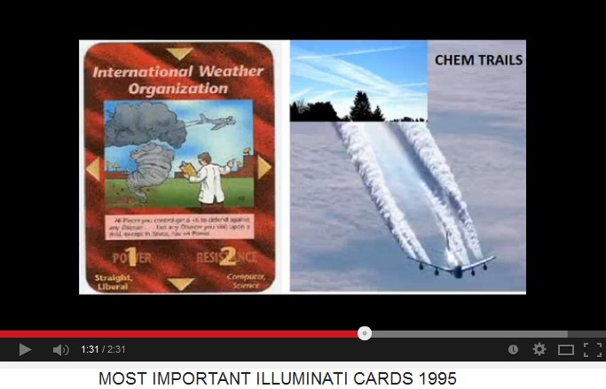 Card with the
                              "International Weather
                              Organization" and an air plane
                              producing a cloud - and chemtails