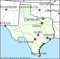 Karte des ethnisch von Ureinwohnern
              (Prim�rnationen) ges�uberten Bundesstaates Texas mit
              Deniso