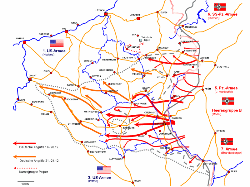 Battle of the Bulge of December
1944, map Battle of the Bulge of December 1944,
map