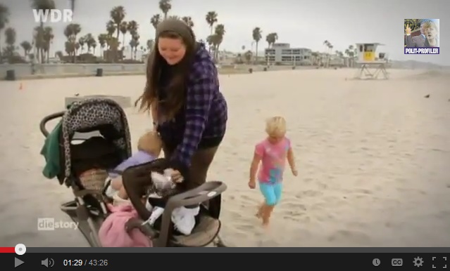 Ember mit T�chtern am Strand von San Diego