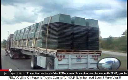 un cami�n con los ata�des de la FEMA