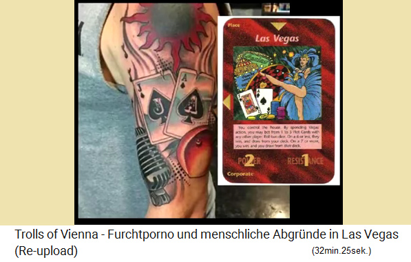 Der S�nger hat die Spielkarten des Illuminaten-Kartenspiels als Tattoo auf seinem linken Arm
