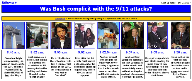 Bush en la escuela y los impactos de aviones en
                  las torres del WTC, cronolog�a