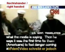 V�deo supuesto de Bin-Laden: La persona
                            escribe con la mano derecha