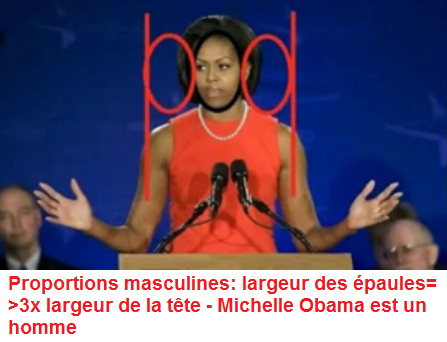 Michael
                        Obama ("Michelle Obama) tient des �paules
                        larges correspondant � trois fois le largeur de
                        la t�te, m�me plus! [9]