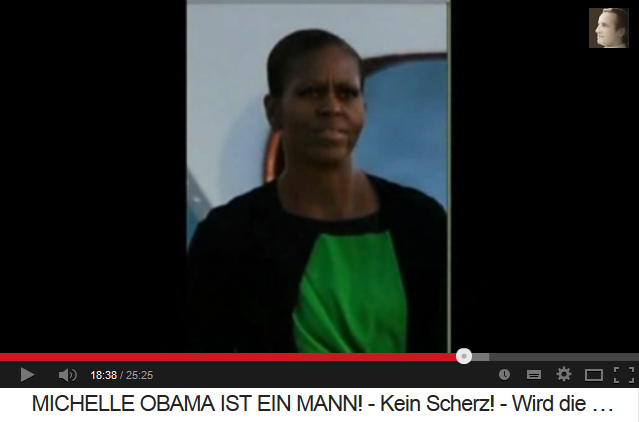 Michael Obama (alias
                      "Michelle Obama"), ici un portrait sans
                      des accessoires et sans masque, avec la face
                      masculine et avec le cou masculin