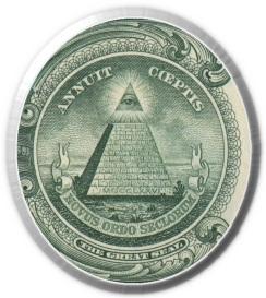 Die Pyramide mit
              der Jahreszahl 1776 am Pyramidenfuss, mit dem Auge der
              h�chsten Loge, die �ber die anderen wacht, und mit den
              Widmungen.