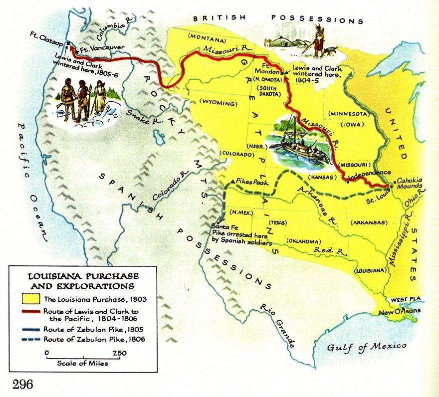 Kauf des Louisiana Territory -- Louisiana
                Purchase in 1803: Die USA kauft Frankreich das Louisiana
                Territory ab 1803 -- Karte, map, mapa, carte, carta,
                terkep