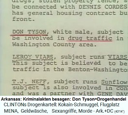 Arkansas: Kriminalakten besagen: Don Tyson ist im Drogenhandel verstrickt.