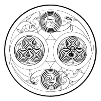 Keltisches Mandala mit Spiralen als Symbol f�r
                  den Fluss der physischen und spirituellen Energie