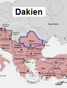 Karte mit
                  Dakien, heute Rum�nien