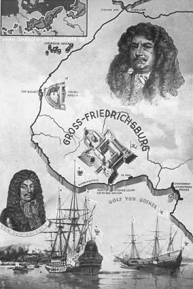 Position des Forts Gross-Friedrichsburg
                          an der K�ste des heutigen westlichen Ghana.