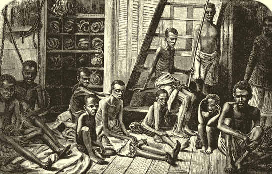 Befreite, abgemagerte Sklaven (M�nner und
                          Buben), Sansibar 1873