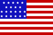 Die Flagge
                  der kriminellen, weiss-rassistischen "USA"
                  auf dem Boden der Prim�rnationen, nach dem Beitritt
                  von Illinois, 1819